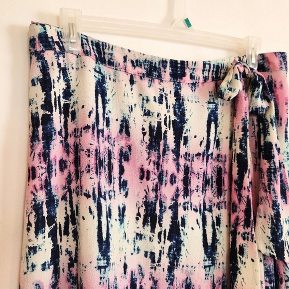 Living Doll Full Wrap Hi-Low Tie-dye Maxi Skirt in Pink and Blue womens … - Picture 2 of 11